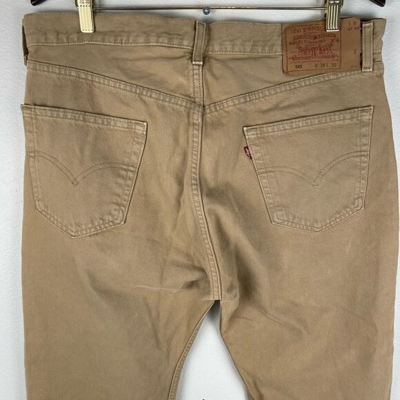 Tan Levi’s Button Fly Denim Jeans Size 38 ep EUC - Picture 5 of 8